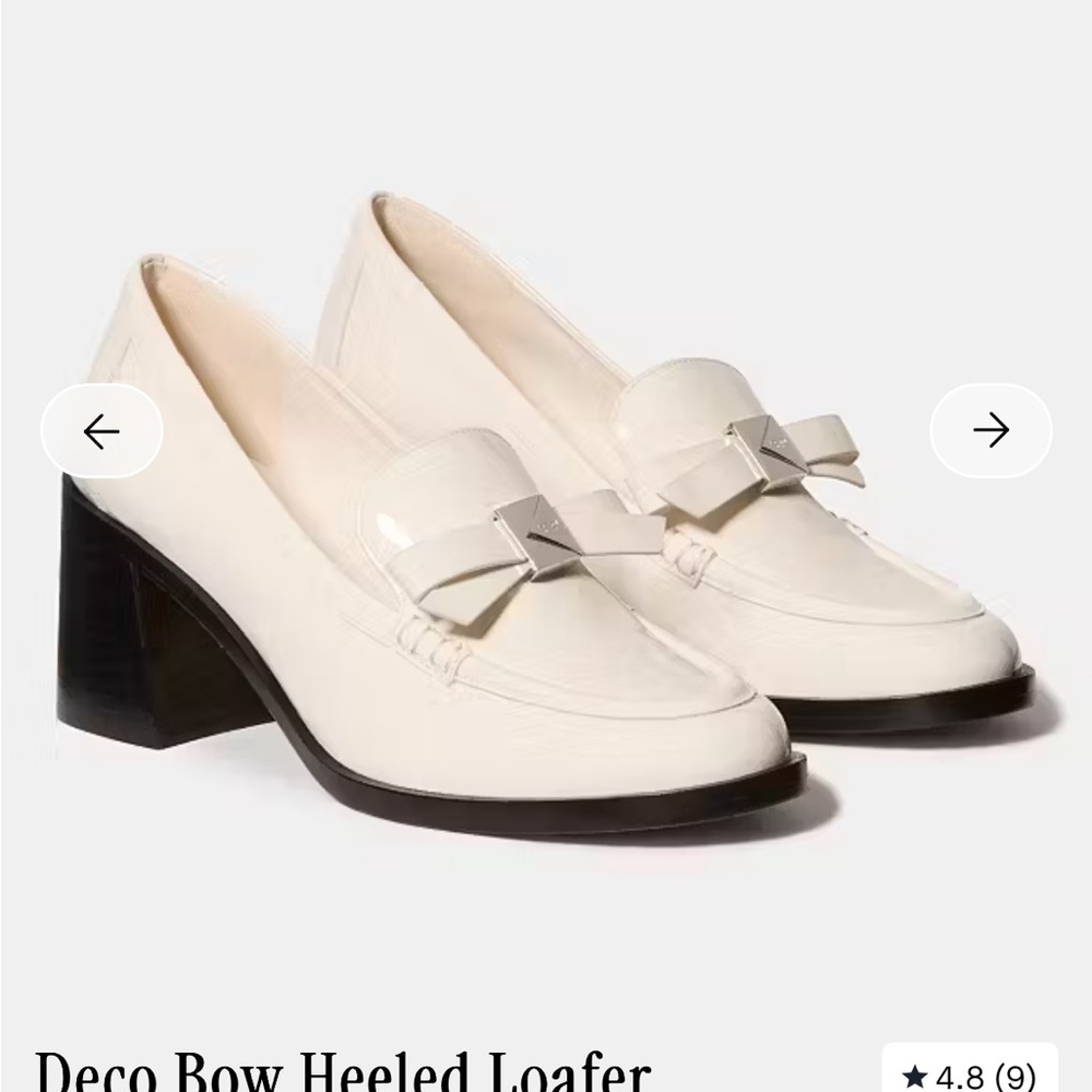 Kate Spade Women’s White Deco Bow Heeled Loafer size 9- brand new